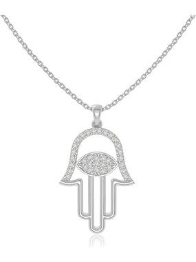 Natural Gemstone Evil Eye & Hamsa Hand Pendant Necklace - Birthstone Jewelry